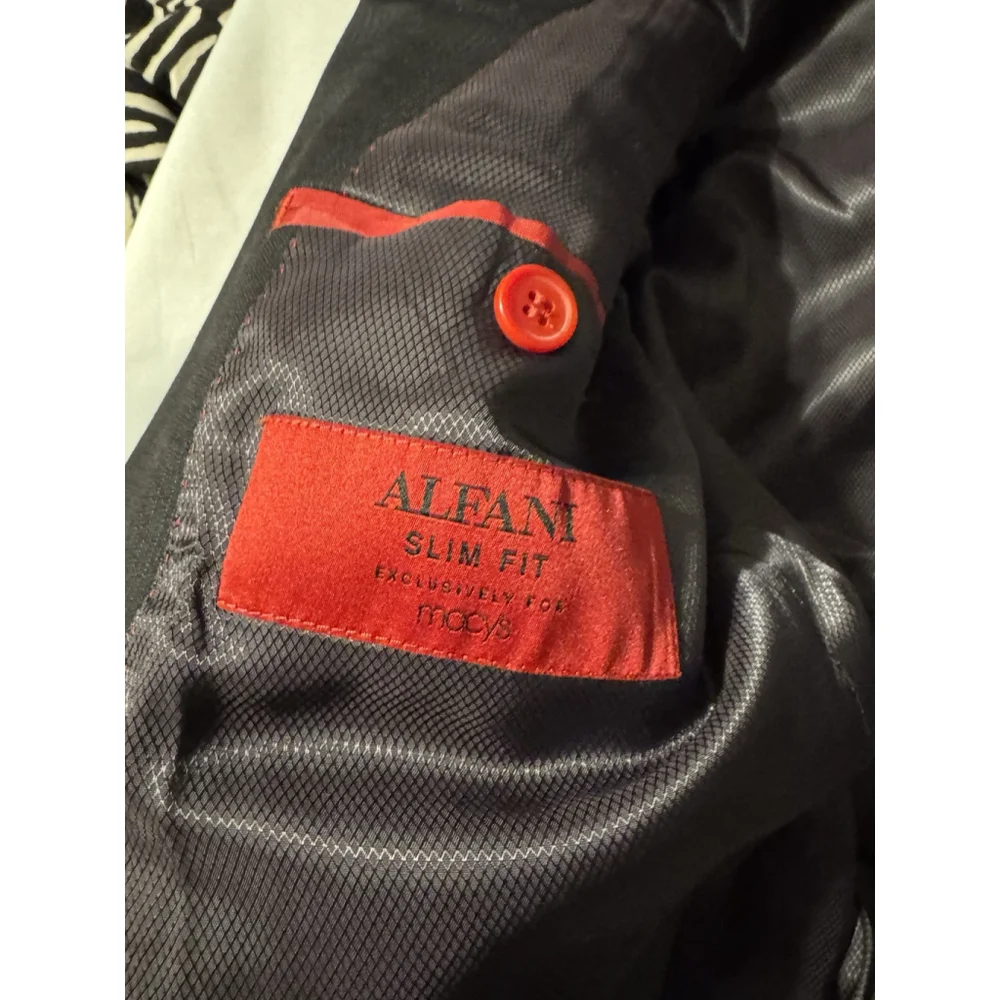 Alfani Mens Size 42R Slim-Fit Stretch Charcoal Black Suit Jacket Wool Blazer